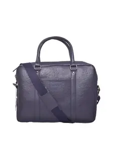 OLIVE MIST Unisex Blue Textured Genuine Leather Laptop Bag