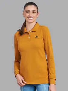 Beverly Hills Polo Club Women Mustard Yellow Sports T-shirt