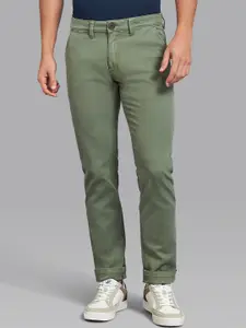 Beverly Hills Polo Club Men Olive Green Solid Twill Pants