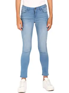 Cherokee Women Blue Stone Wash Mid Rise Cropped Jeans