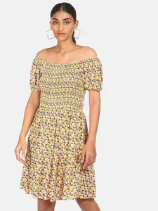 Sugr Multicoloured Floral Off-Shoulder Printed Dress