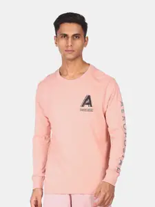Aeropostale Men Pink Pure Cotton T-shirt