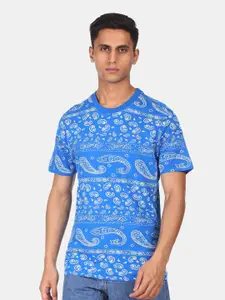 Aeropostale Men Blue & google chrome blue Printed Raw Edge T-shirt