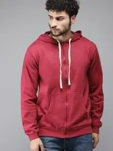 Campus Sutra Men Maroon Hooded Sweatshirt
