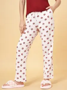 Dreamz by Pantaloons Women Pink & Red Printed Cotton Lounge Pants
