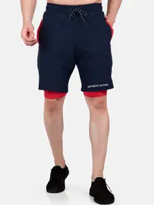 AESTHETIC NATION Men Navy Blue Slim Fit Critical Compression Sports Shorts