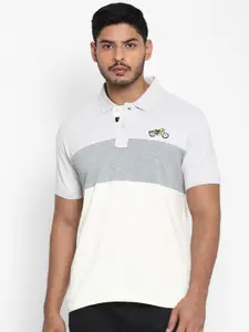 Royal Enfield Men Grey Colourblocked Polo Collar Applique T-shirt