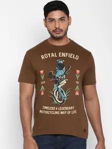 Royal Enfield Men Brown Timeless and legendary Printed Cotton T-shirt