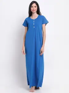 Secret Wish Women Blue Maxi Nightdress