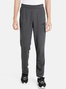 Puma Men Charcoal Grey  Cotton Solid Essentials Logo Regular Fit Knitted Sweat  Pants