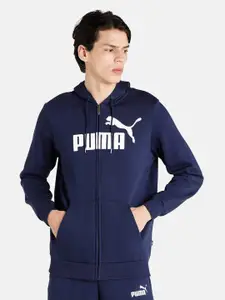 Puma Puma Men Blue Essential Big Logo Full-Zip Regular Fit Hooded Sweatshirt