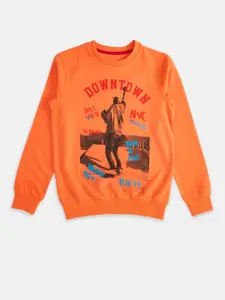 Pantaloons Junior Boys Orange Printed Sweatshirt