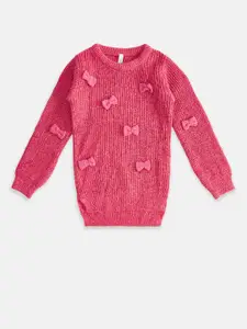 Pantaloons Junior Girls Fuchsia Pink Acrylic Sweater