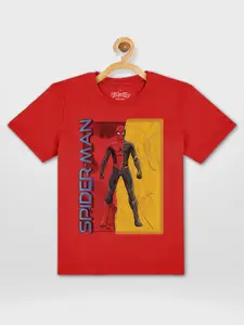 Kids Ville Boys Red Spider-Man Printed Pure Cotton T-shirt