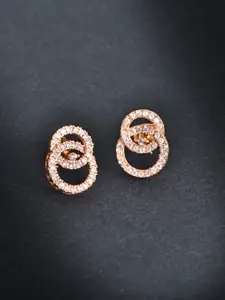 MINUTIAE Rose Gold Circular Inter Linking Crystal Studs