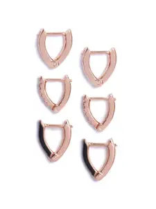 MINUTIAE Set of 3 Rose Gold Contemporary Hoop Earrings