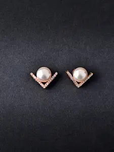MINUTIAE Rose Gold Geometric Studs Earrings