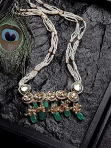 DUGRISTYLE Green & Gold-Plated Sterling Silver Necklace