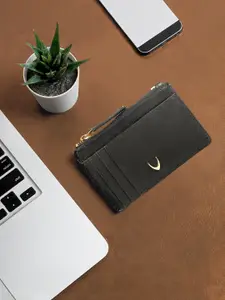 Hidesign Men Black Leather Zip Around Wallet