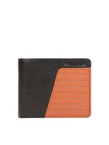 Hidesign Men Black & Tan Textured Leather Two Fold Wallet