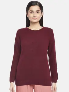 Honey by Pantaloons Women Red Pullover Longline Acrylic Sweater
