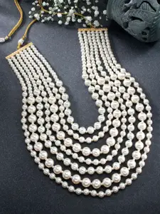 Peora White Gold-Plated Layered Necklace