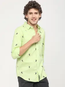 HIGHLANDER Men Lime Green Slim Fit Opaque Casual Shirt