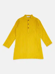 indus route by Pantaloons Boys Mustard Yellow Printed Pure Cotton Kurta with Pyjamas