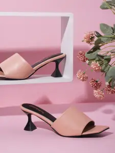 DressBerry Women Peach-Coloured Solid Slim Heels