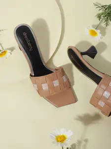 DressBerry Brown Shimmer Slim Open Toe Sandals