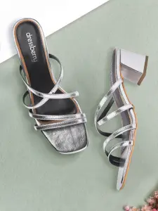 DressBerry Women Silver-Toned Solid Block Heels