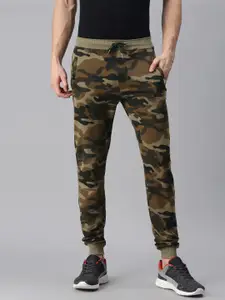 TOM BURG Men Khaki Camouflage Printed Track Pants