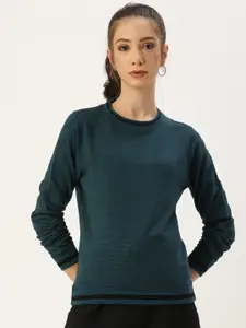 ARISE Women Teal Green Sweatshirt