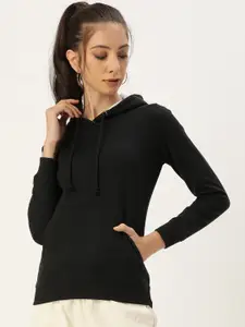 ARISE Women Black Hooded Sweatshirt