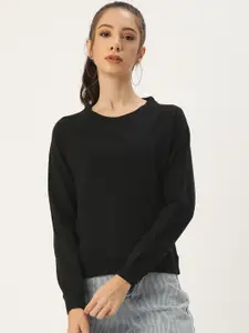 ARISE Women Black Pure Cotton Sweatshirt