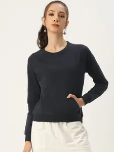 ARISE Women Navy Blue Sweatshirt