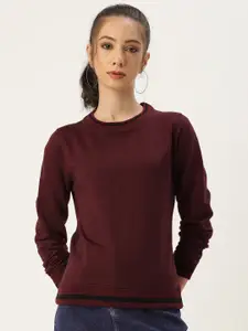 ARISE Women Maroon Pure Cotton Sweatshirt