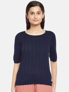 Honey by Pantaloons Navy Blue Solid Top
