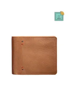 Teakwood Leathers Men Tan Textured Leather Two Fold Wallet
