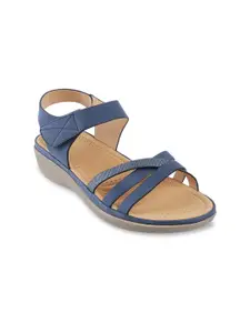 Metro Blue Solid Wedge Sandals