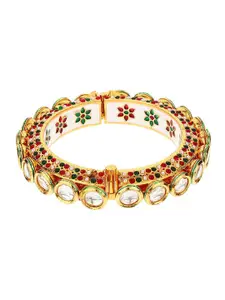 Runjhun Women Gold-Toned & White Kundan Gold-Plated Bangle-Style Bracelet