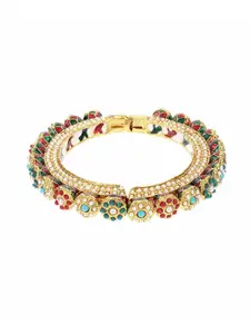 Runjhun Women Gold-Toned & Red Gold-Plated Bangle-Style Bracelet