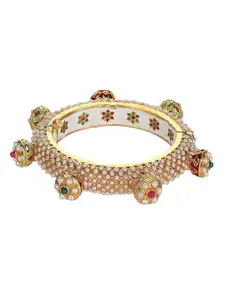 Runjhun Women Gold-Toned & White Bangle-Style Bracelet