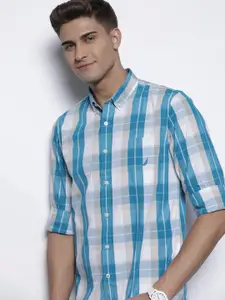 Nautica Men Blue Slim Fit Checked Casual Shirt
