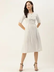 BRINNS White Solid Flared Dress