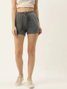 BRINNS Women Dark Grey Solid Mid Rise Regular Shorts