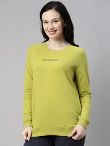 Enamor E079 Crew Neck Stretch Cotton Basic Sweatshirt for Women with Long Sleeves