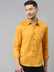 Hubberholme Men Mustard Pure Cotton Casual Shirt