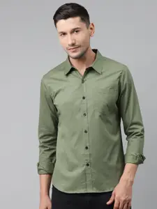 Hubberholme Men Green Pure Cotton Casual Shirt