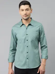 Hubberholme Men Green Opaque Pure Cotton Casual Shirt